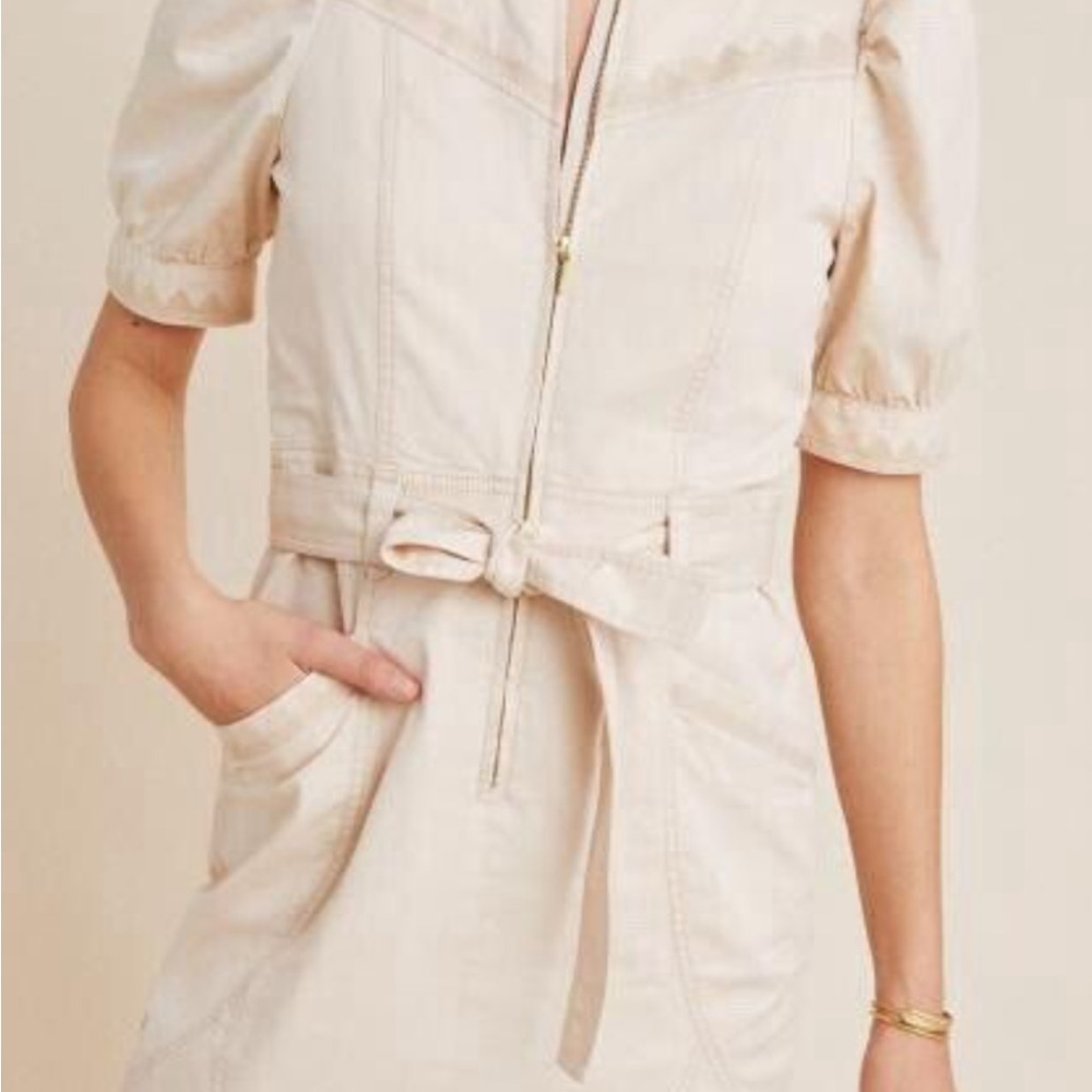 Anthropologie Cream Midi Dress